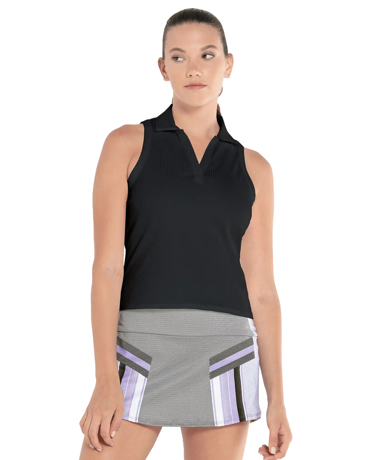 197231-008 | SLEEVELESS RIB POLO | BLACK